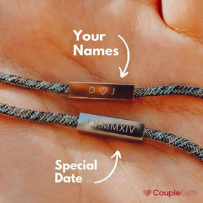 Custom Engraved Magnetic Couple Bracelets