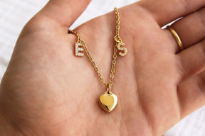 Heart Necklace with Custom Letters