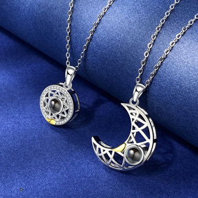 Magnetic Sun & Moon Love Necklace with Photo Projection