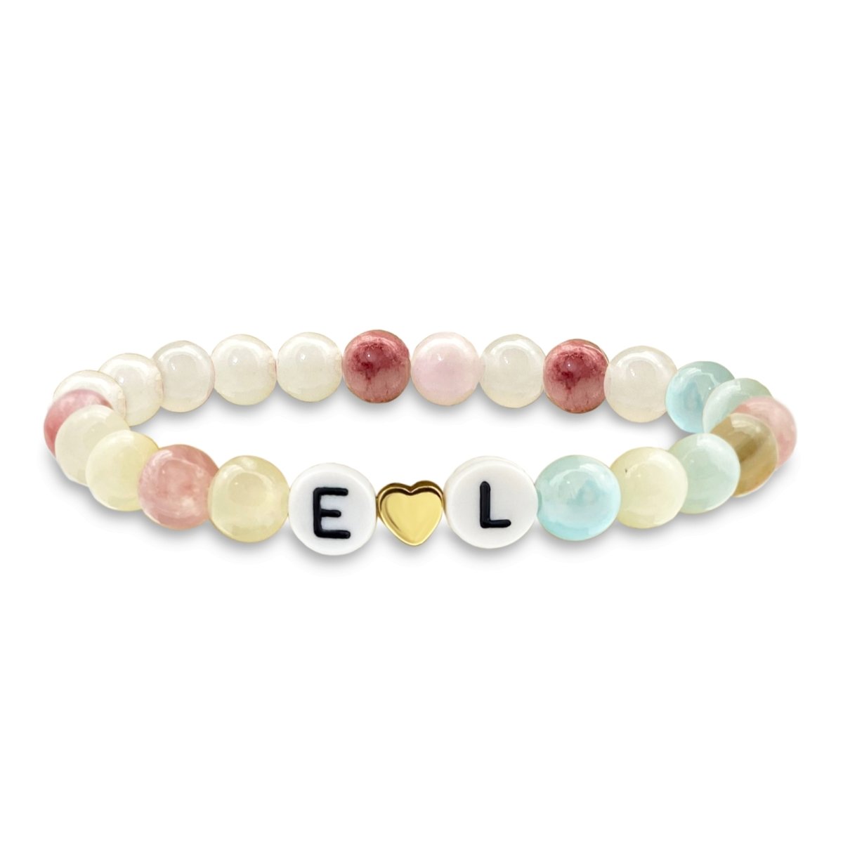 Natural Stone Bracelets with Letter Beads