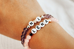 Natural Stone Bracelets with Letter Beads