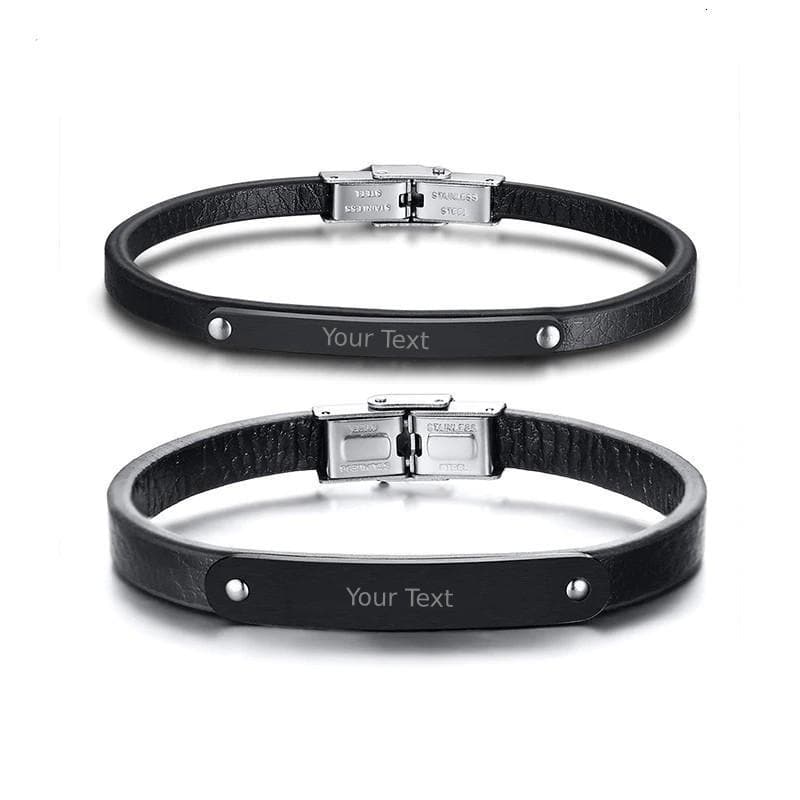 Personalized Leather Bracelets with Custom Engraving