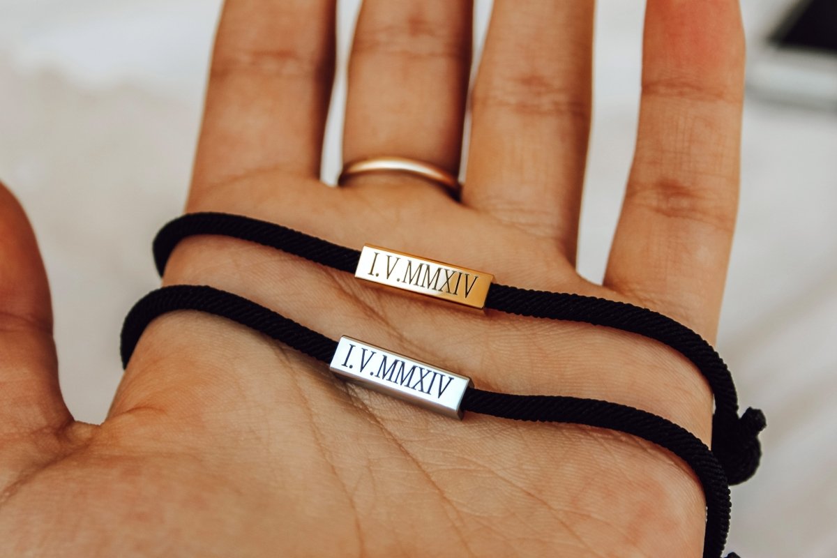 custom engraved magnetic couple bracelets set of 2