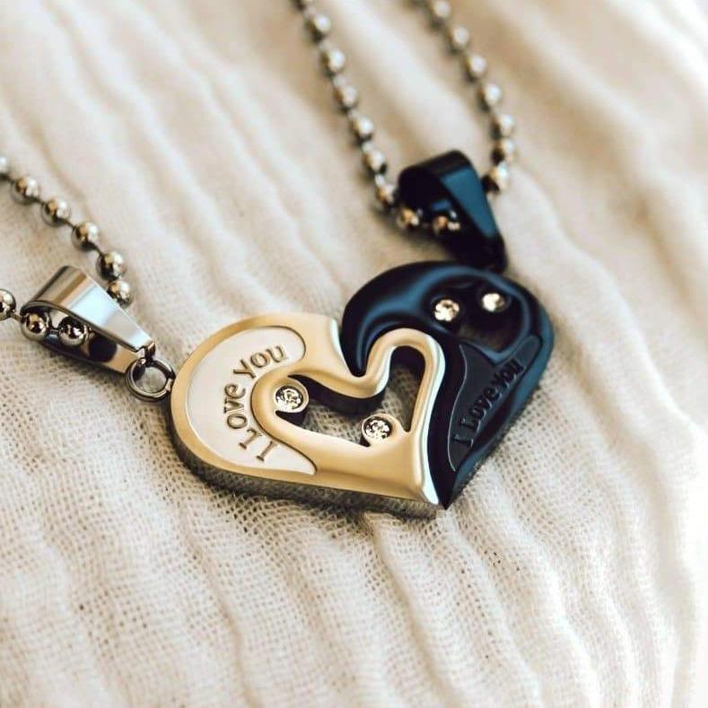 Interlocking Heart Love Necklaces for Couples