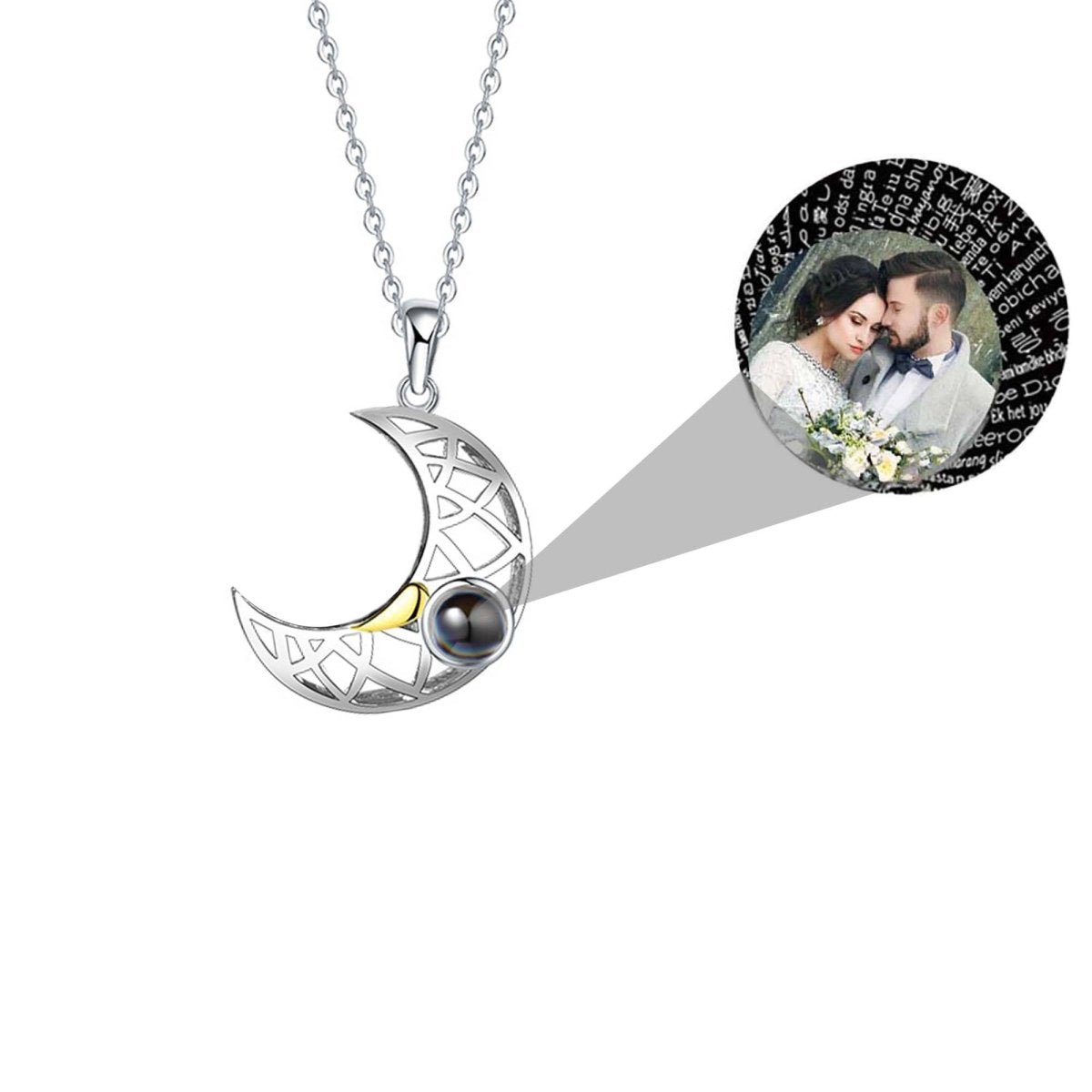 Magnetic Sun & Moon Love Necklace with Photo Projection