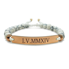 Natural Stone Bracelets with Custom Engraving
