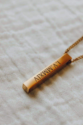 Personalized Square Bar Necklace with Custom Engraving
